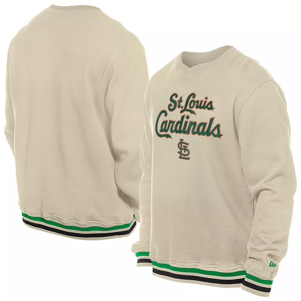 Men's New Era Cream St. Louis Cardinals St. Patrick's Day Twill Pullover Sweatshirt,  Product Image