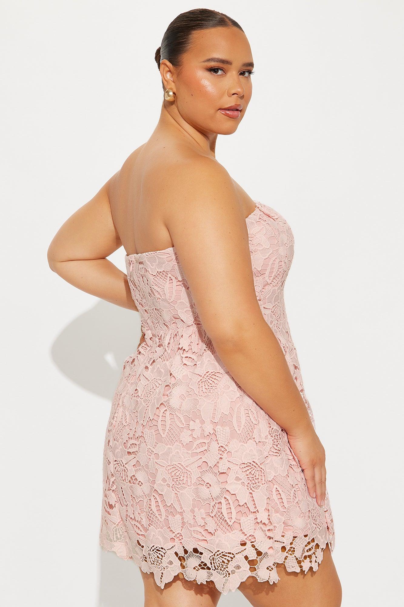 Sweet Love Lace Mini Dress - Blush Product Image