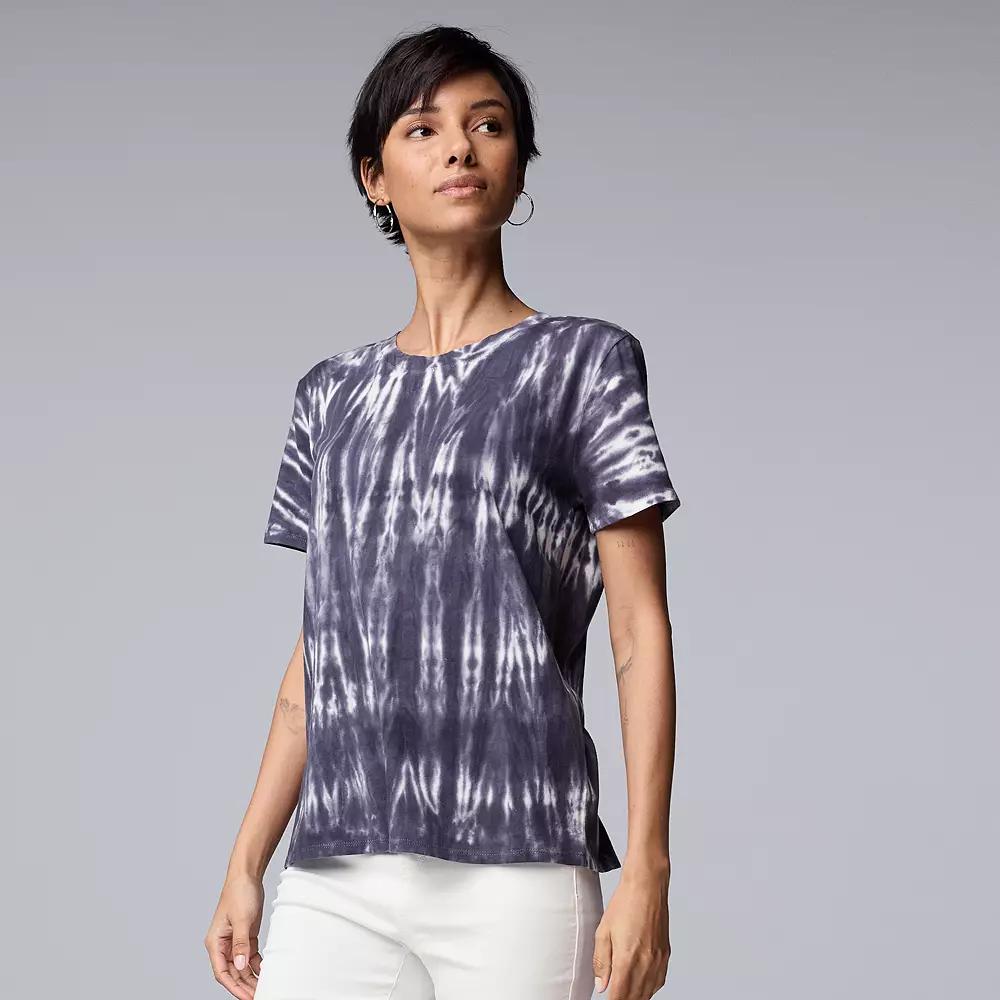 Women's Simply Vera Vera Wang Boyfriend Tee, Size: XS, Linear Dye Product Image