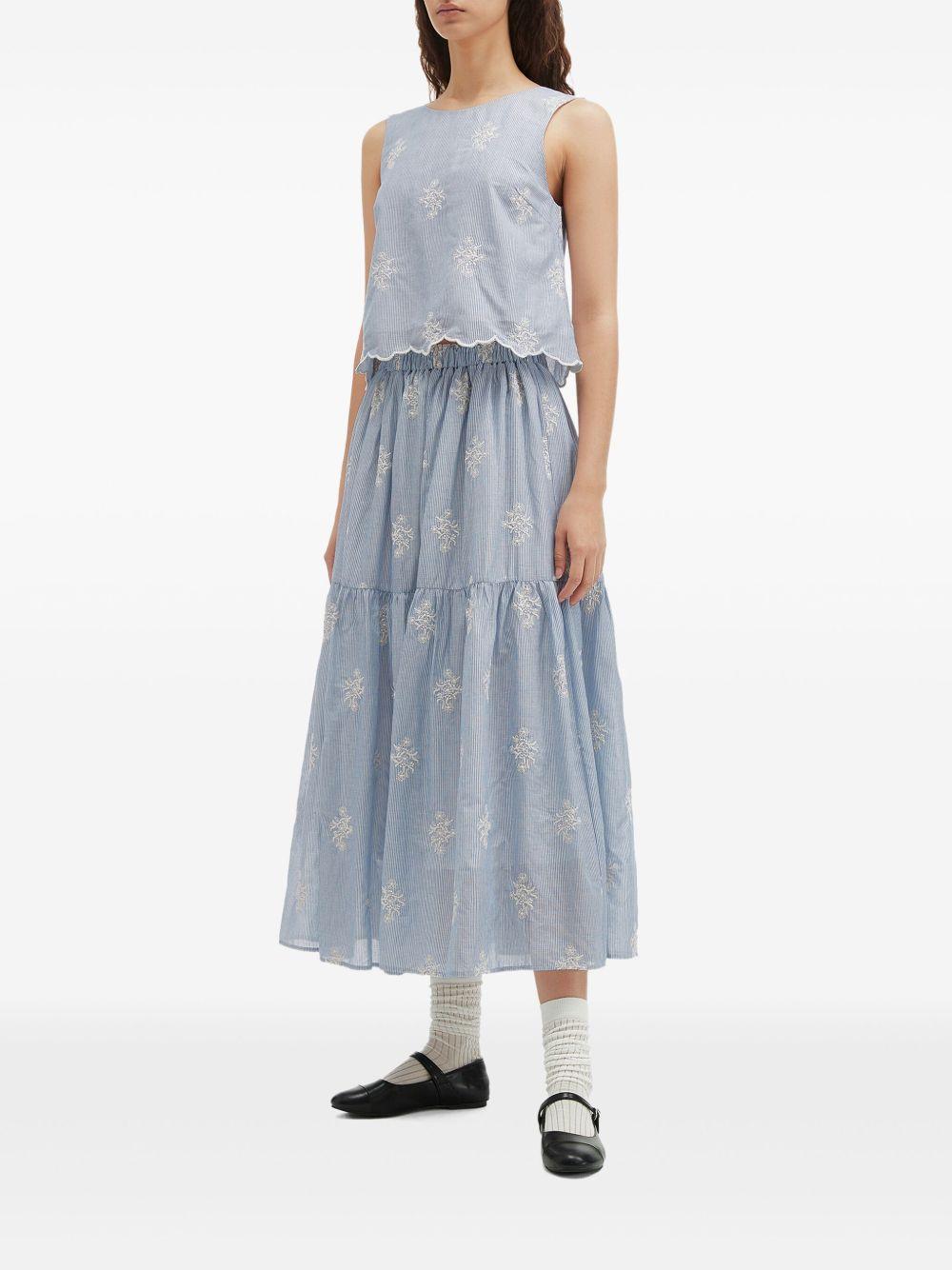 embroidered crop top and tiered maxi skirt Product Image