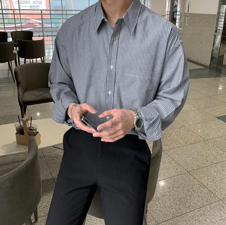 RT No. 4271 STRIPED COLLAR SHIRT Product Image