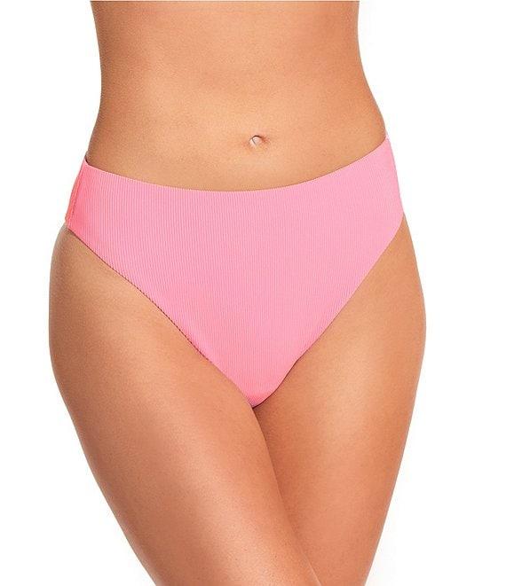 Gianni Bini Solid Ribbed High Leg High Waist Swim Bottom Product Image