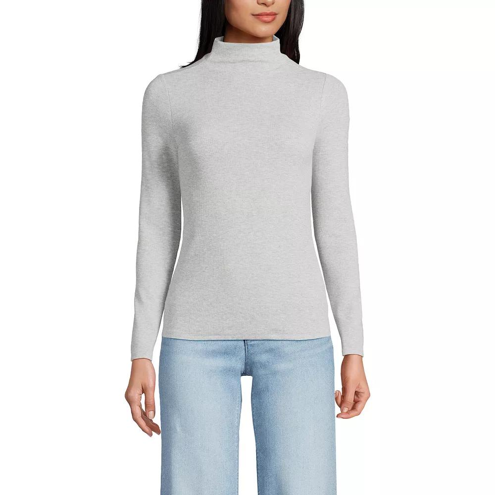 Women's Lands' End Rib Skimming Long Sleeve Mock Neck Top,  Product Image