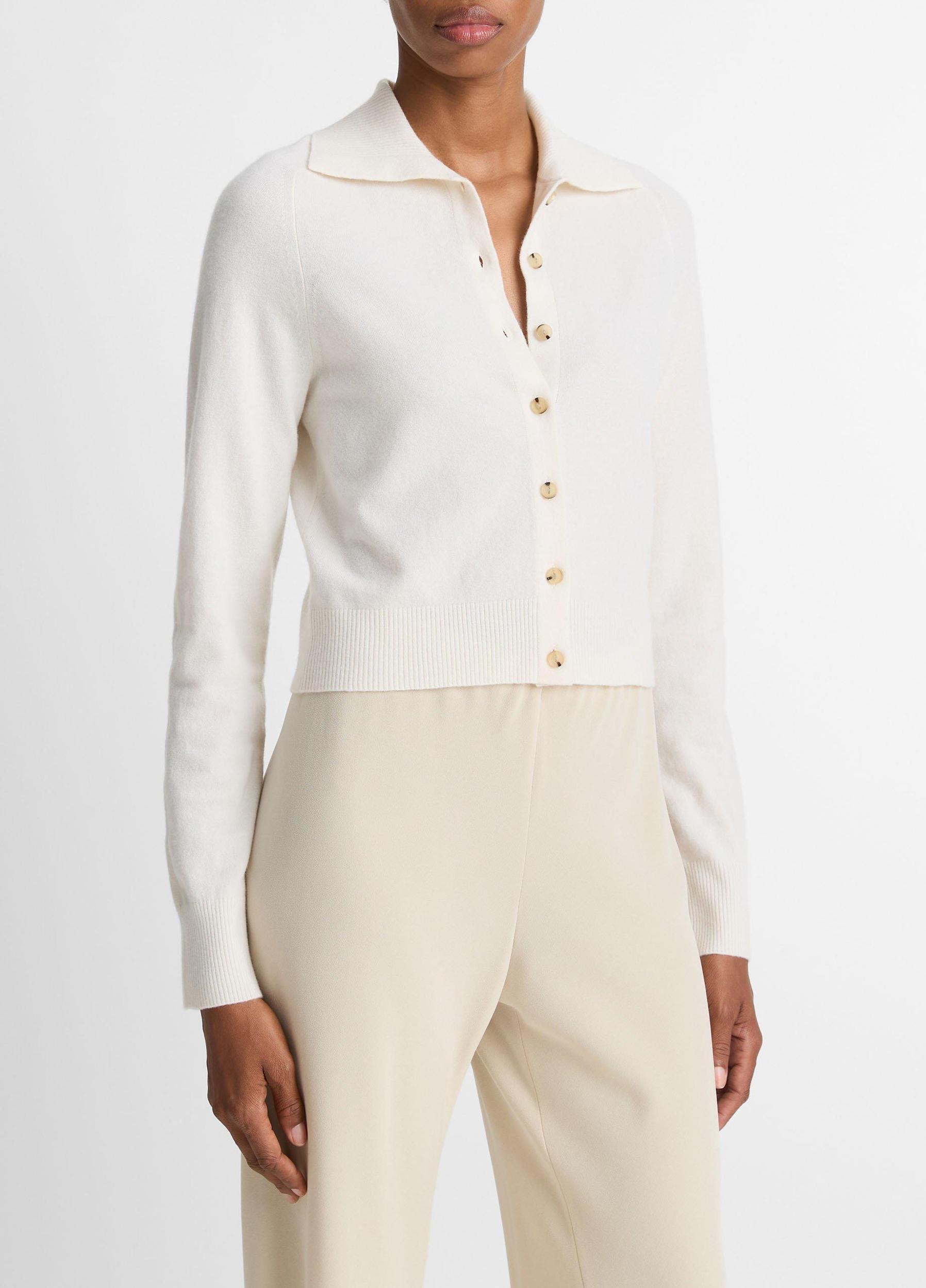 Wool & Cashmere-Blend Polo Cardigan Product Image