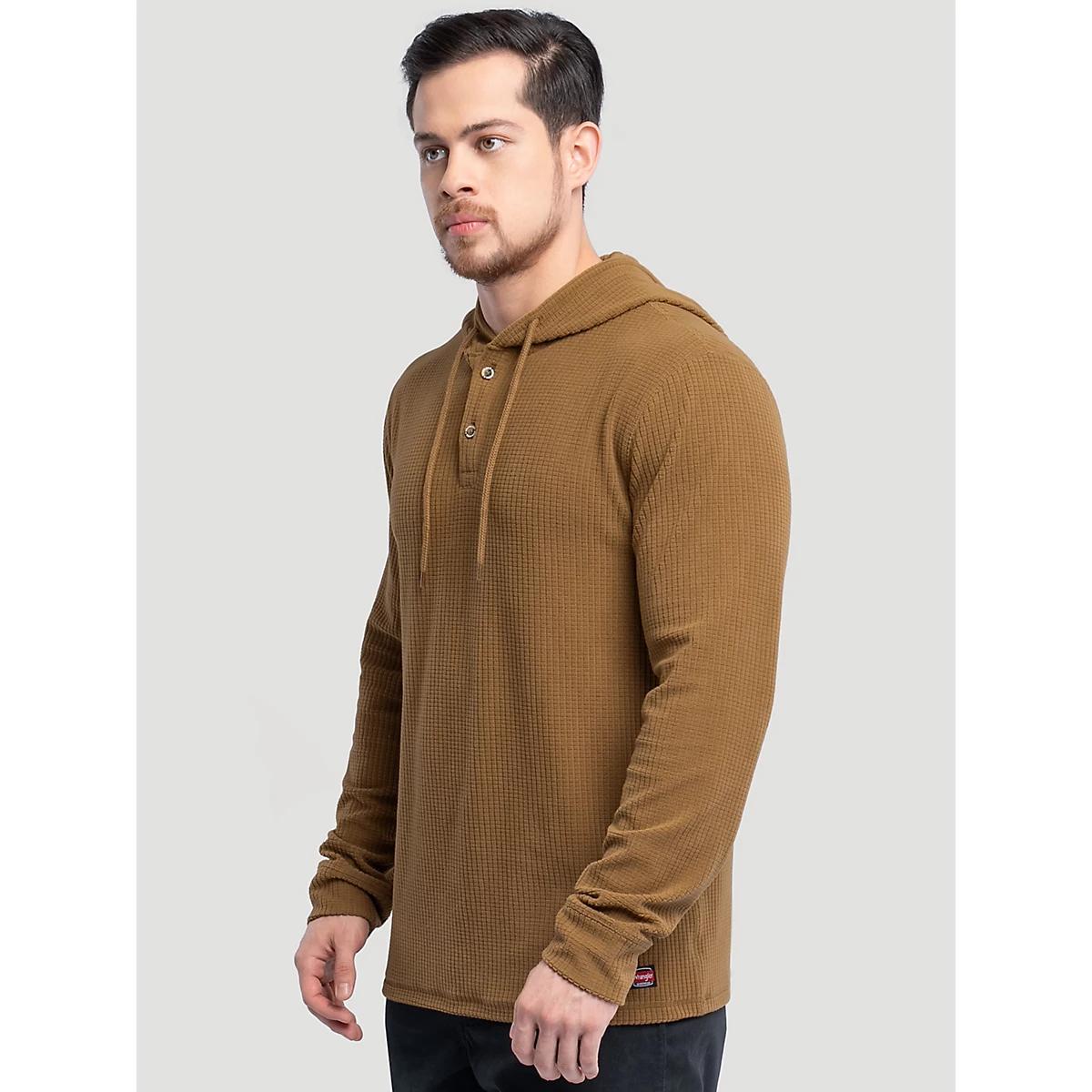 Men's Hooded Workwear Grid Fleece Henley in Rubber Product Image