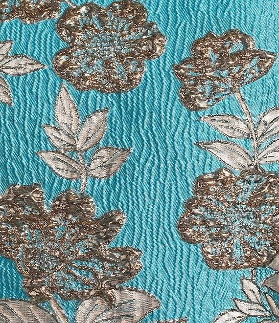 Lilly Pulitzer Annaleese Coordinating Floral Fling Metallic Jacquard Crew Neck Sleeveless Crop Top Product Image