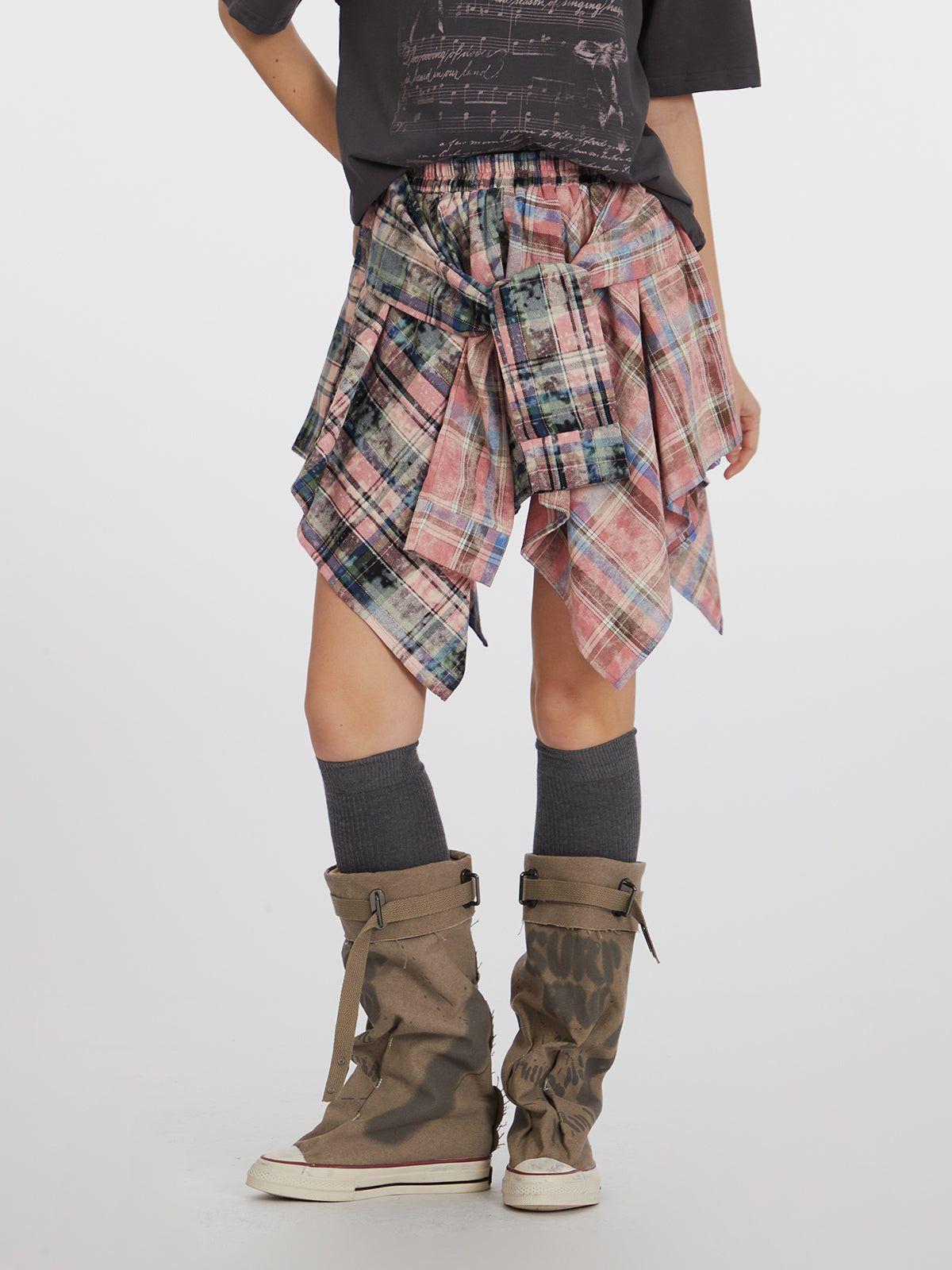 Aelfric Eden Tie Dye Plaid Skirt Female Product Image