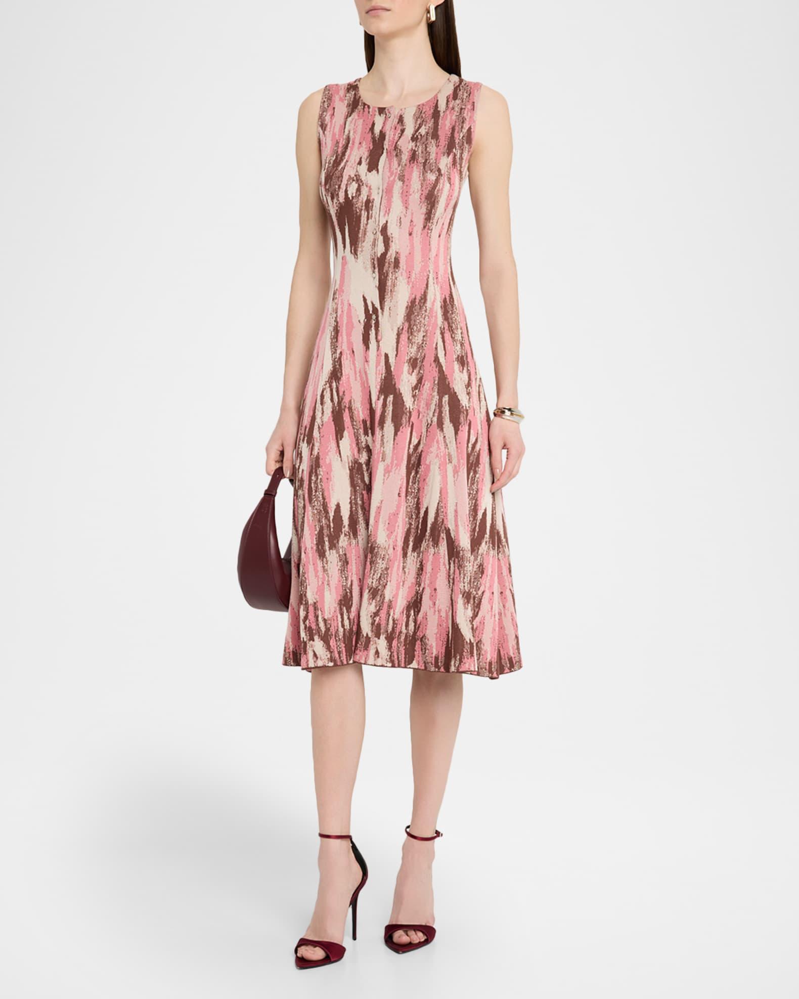 Fit-&-Flare Brushstroke Jacquard Soft Knit Midi Dress Product Image