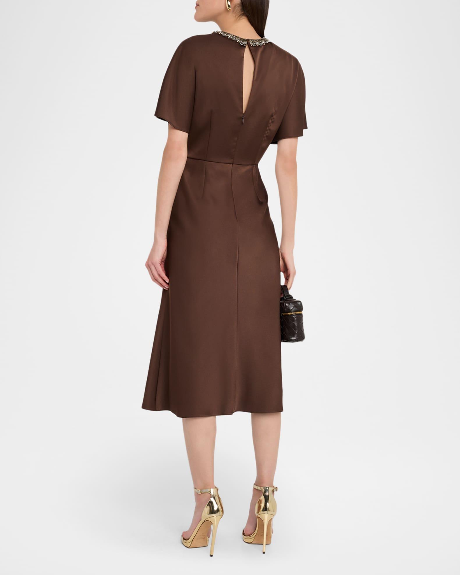 Crystal-Embellished Crepe Back Satin Midi Dress Product Image