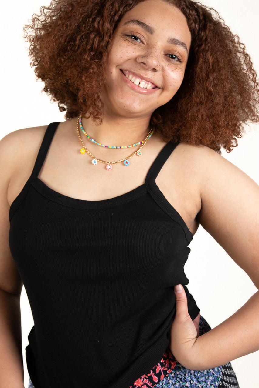 Extended Sizes Black Ribbed Tank Product Image