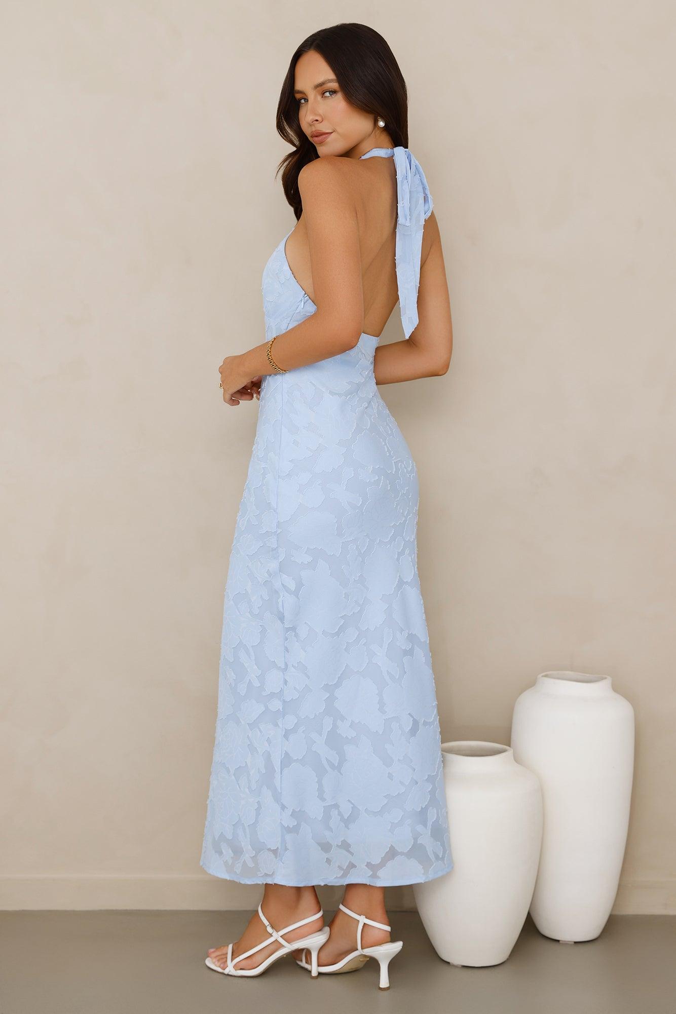 Legally Luxe Halter Maxi Dress Blue Product Image