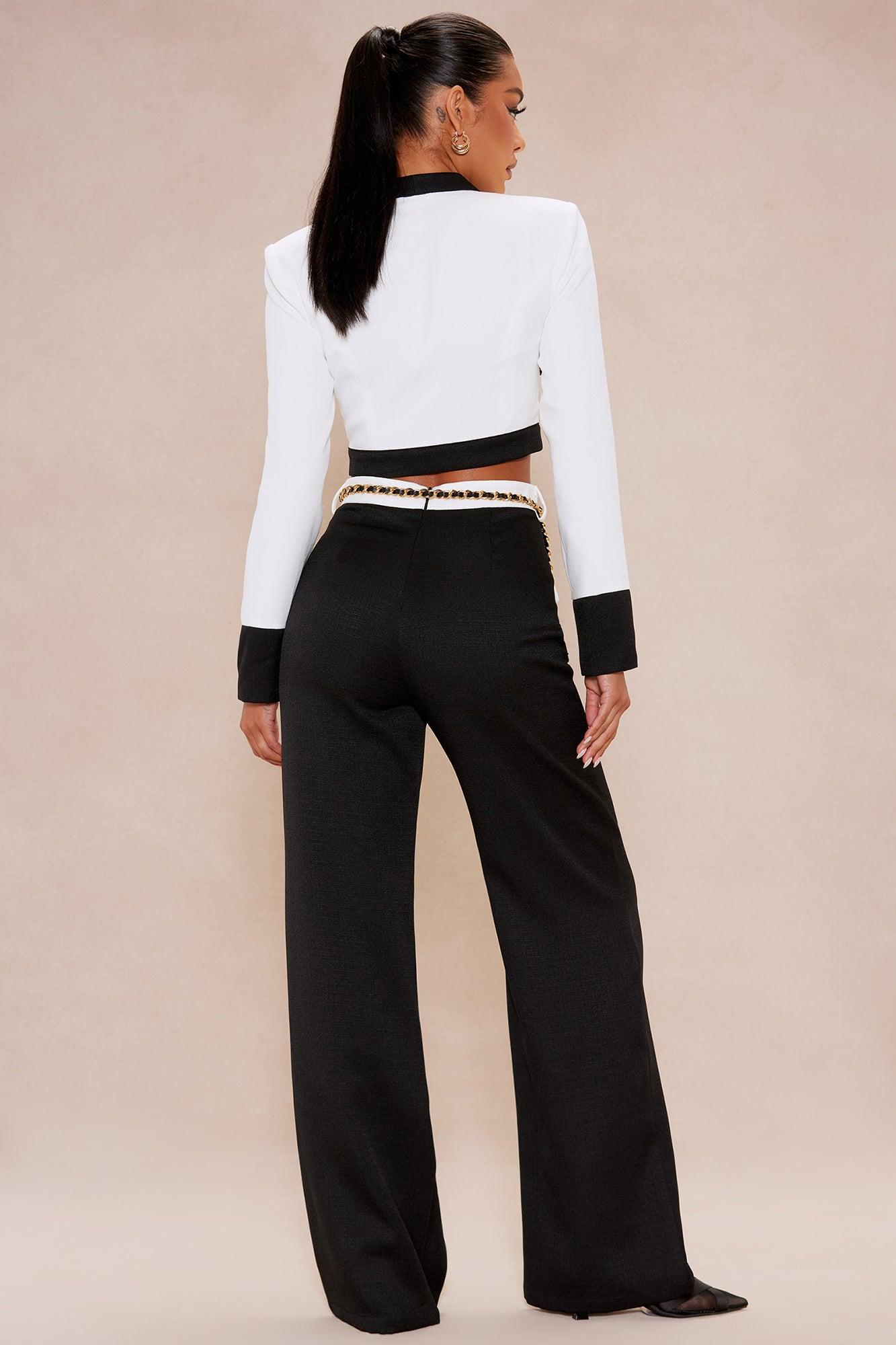 Madelyn Contrast Pant Set - Black/White Product Image