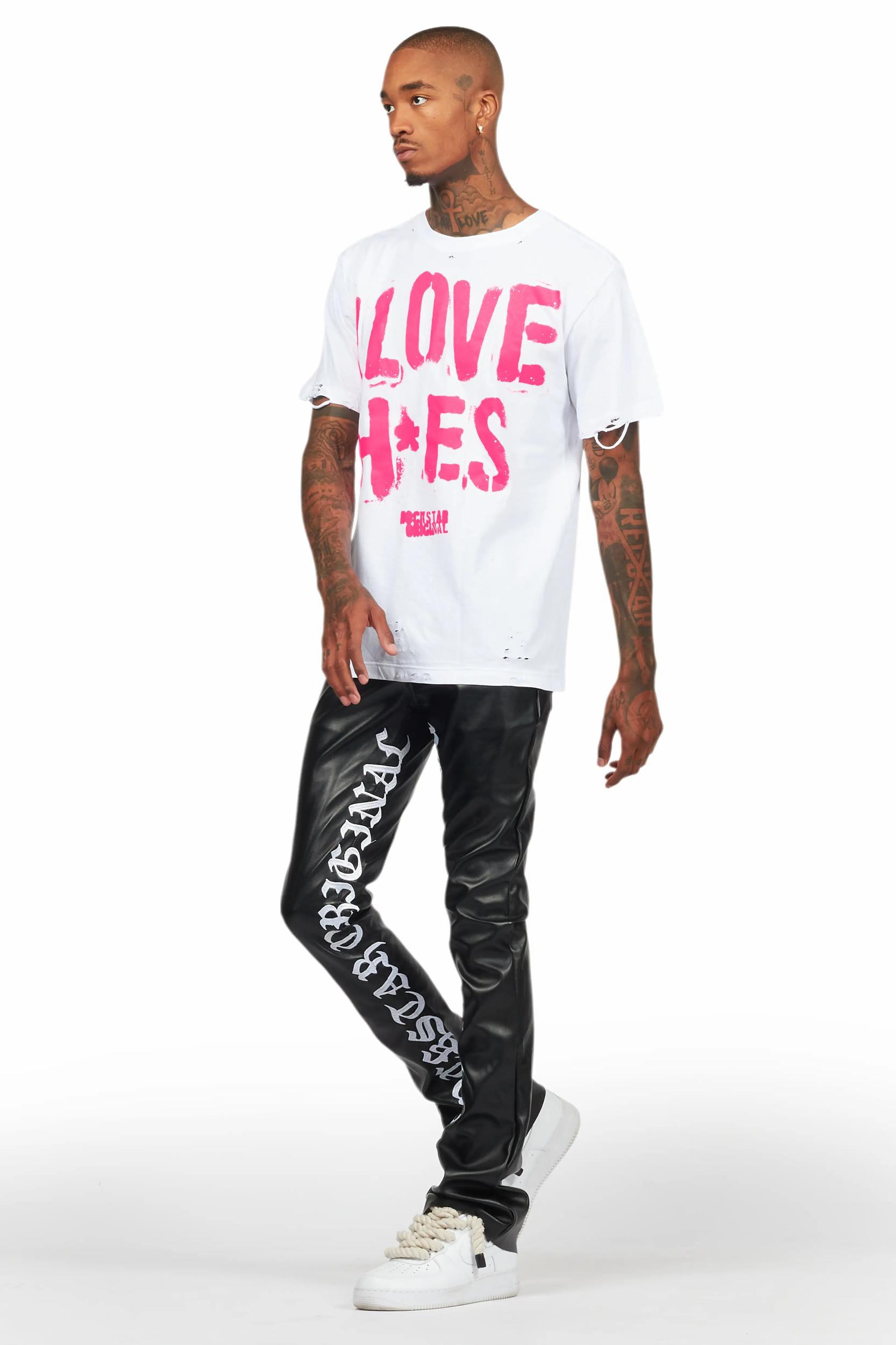 Elian Black PU Stacked Flare Jean Male Product Image