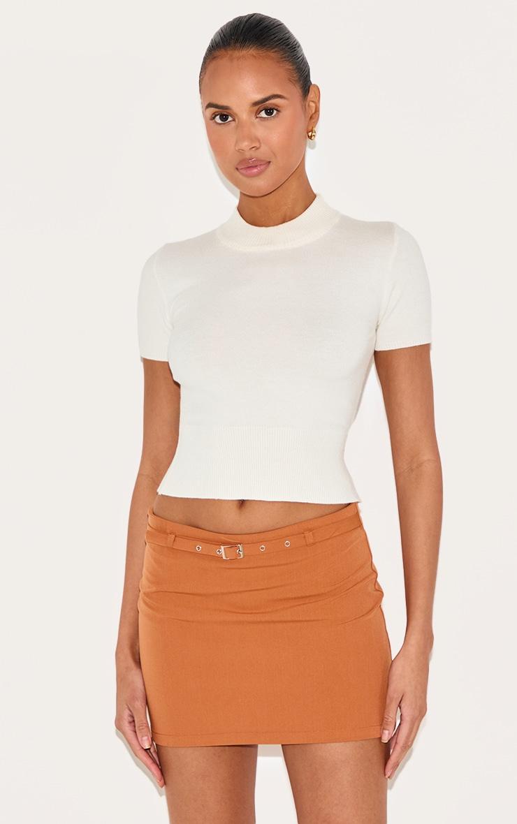 Rust Black Thin Belt Detail Tailored Mini Skirt Product Image