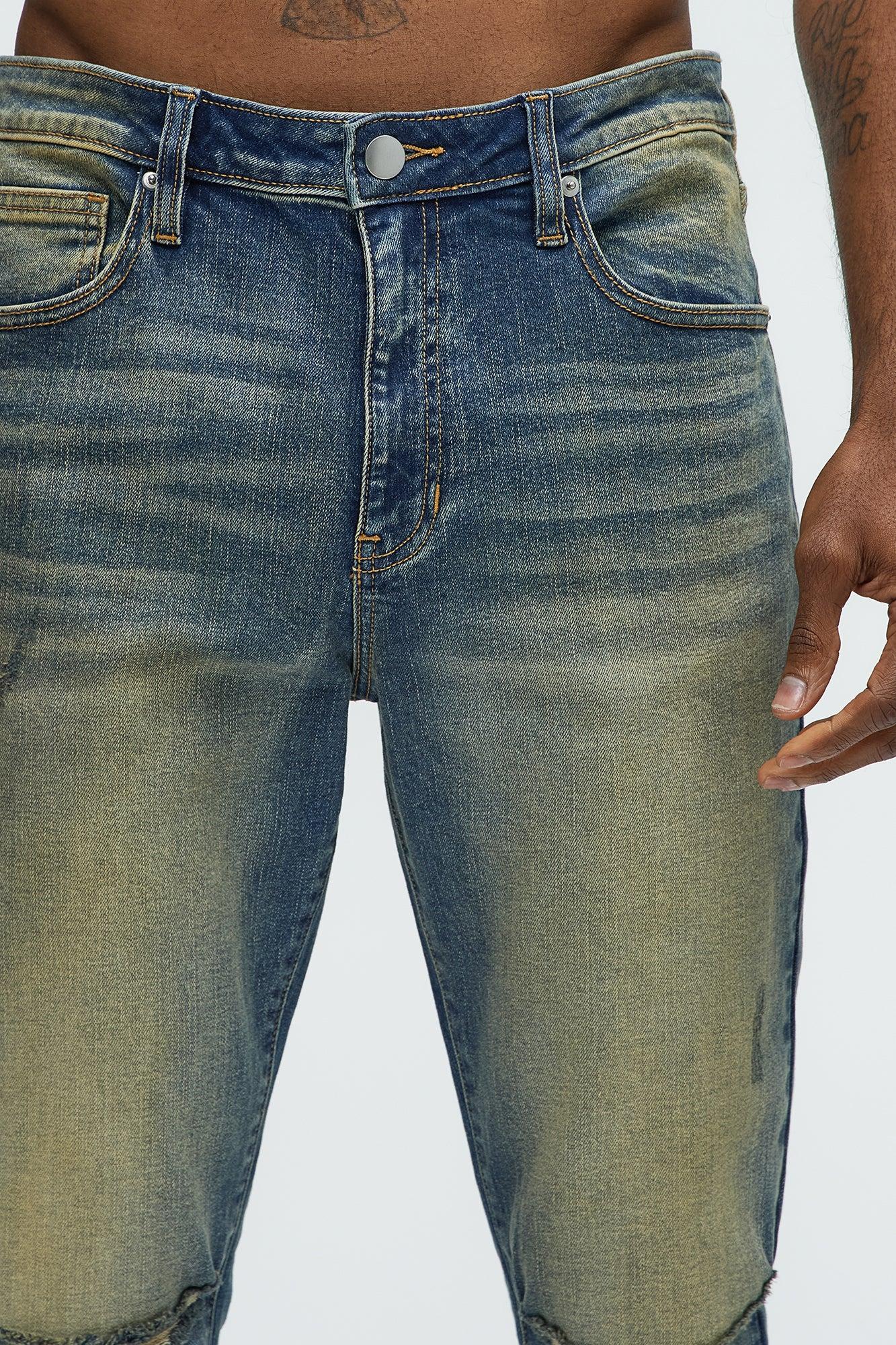 Straight Forward Ripped Skinny Jeans - Vintage Blue Wash Product Image