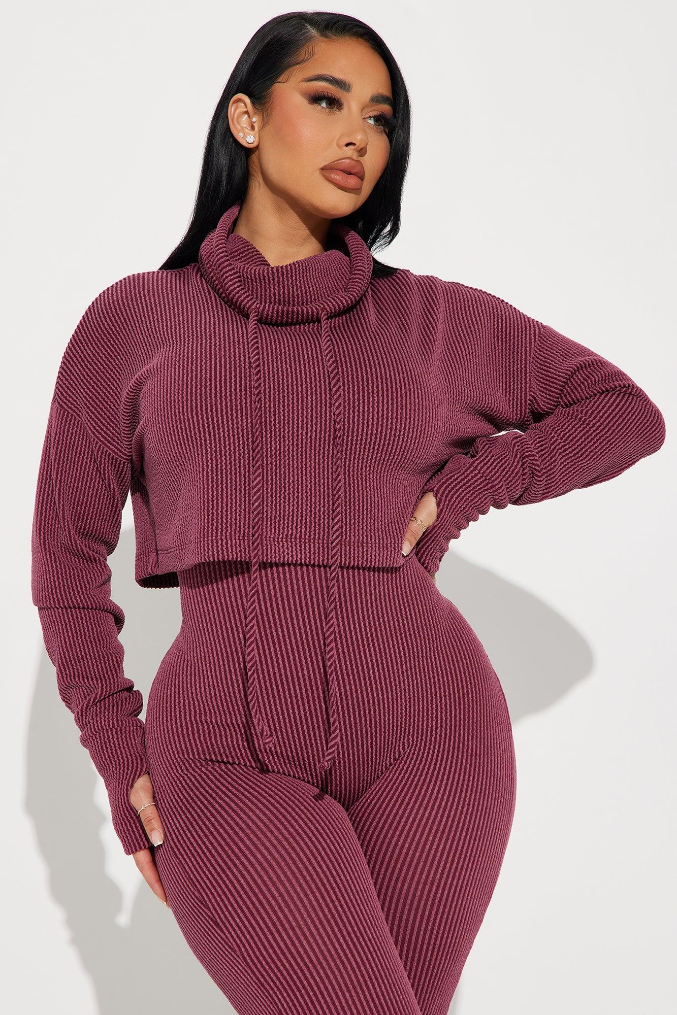 Thinking It Over 2 Piece Jumpsuit Set - Wine Product Image