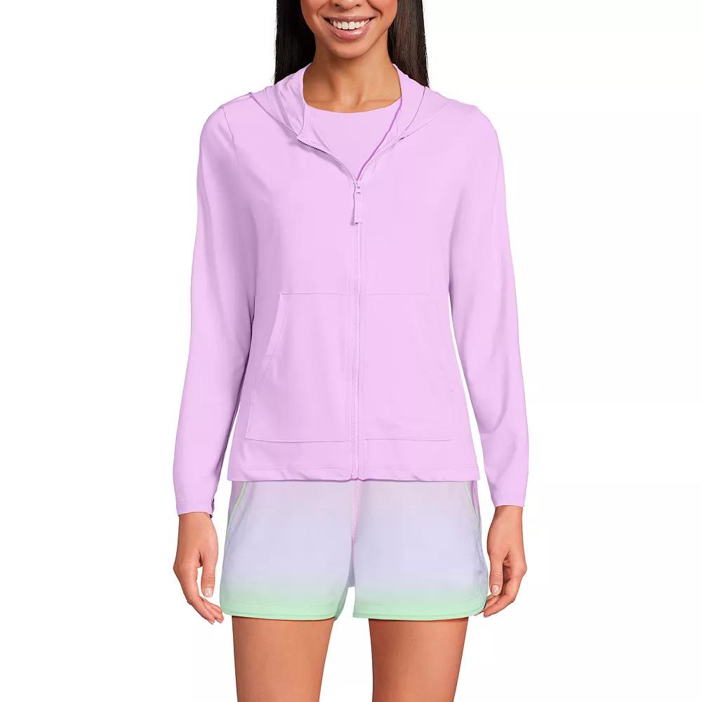 Women's Lands' End UPF 50 Hooded Long-Sleeve Rash Guard, Size: Large, Wild Purple Product Image