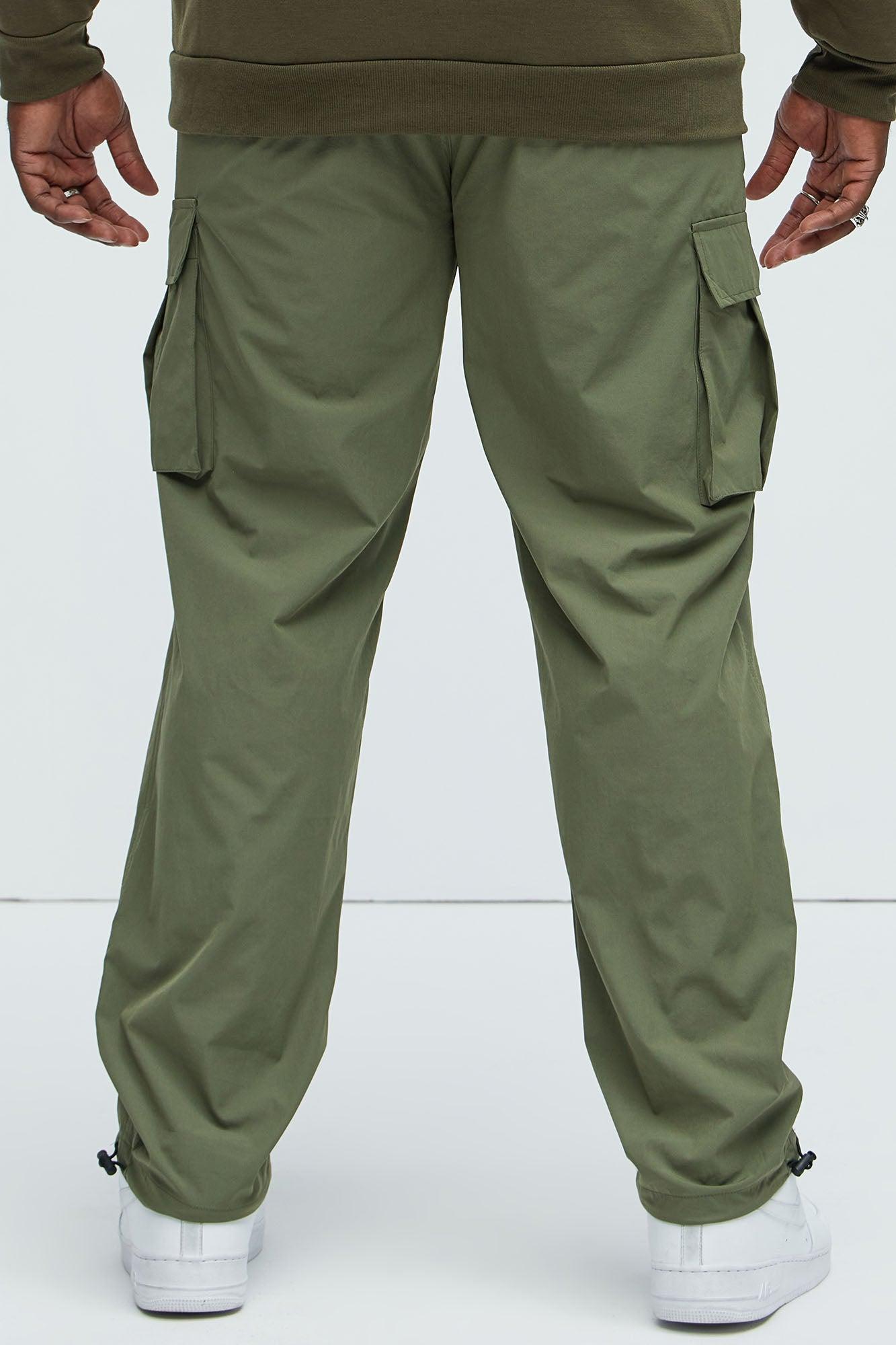 Put Me On Something Slim Nylon Cargo Pants - Olive Product Image