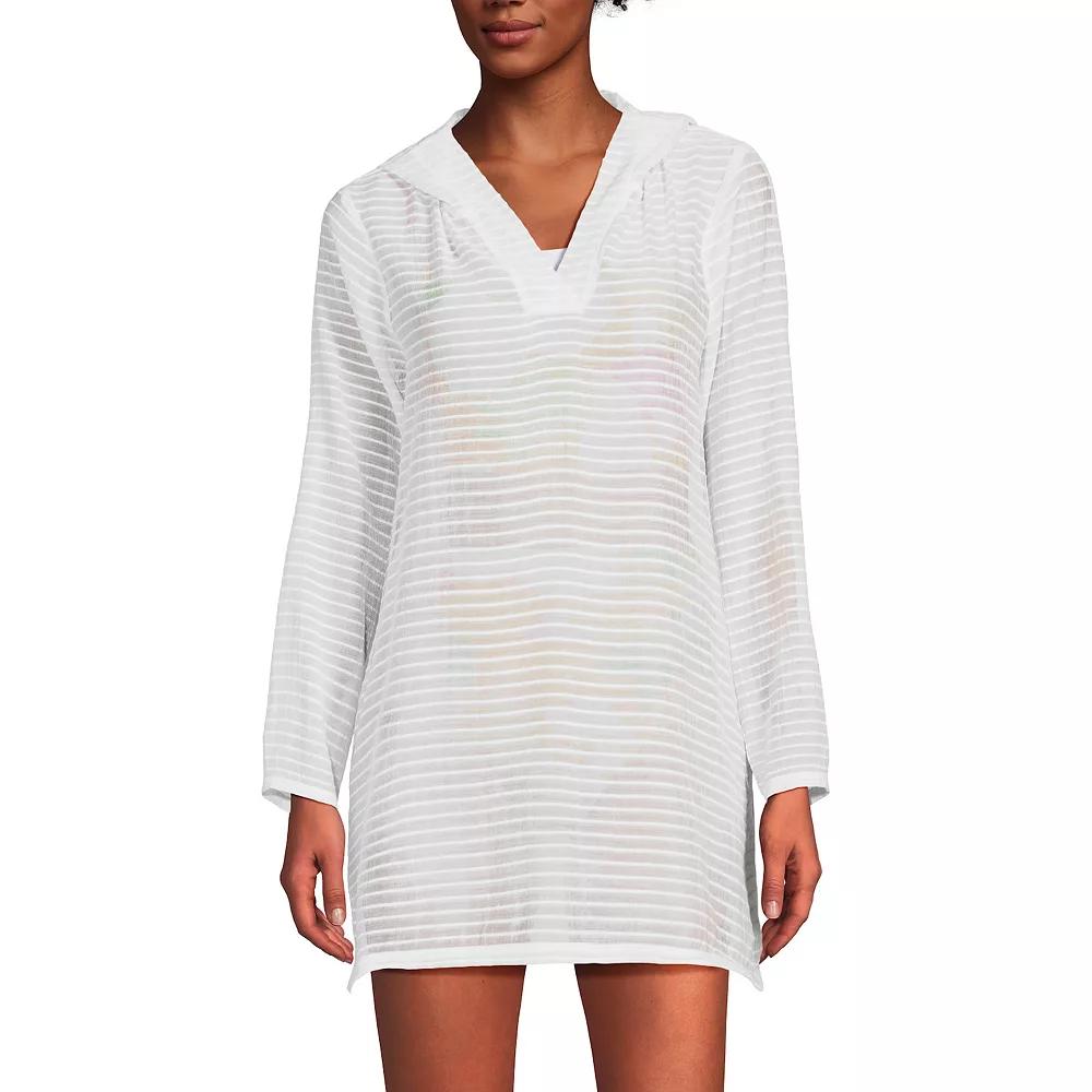 Women's Lands' End Rib Hooded Mini Swim Cover-Up Dress, Size: XS, Soft Cloud Blue Product Image