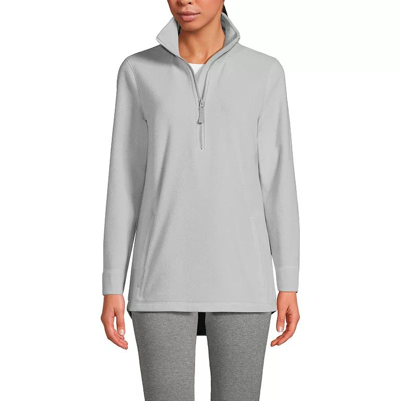 Petite Lands' End Fleece Shirt Tail Quarter-Zip Pullover, Women's, Size: Large Petite, Evening Blue Product Image