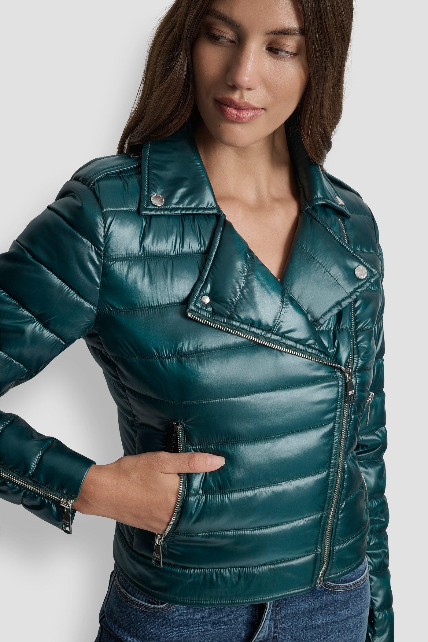 MOTO STYLE LIGHT WEIGHT PUFFER JACKET Product Image