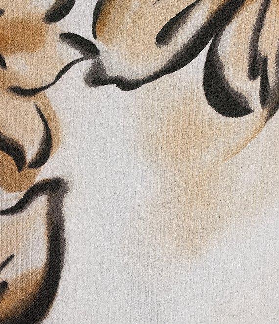 Investments Petite Size Woven Floral Graffiti 3/4 Ruffle Sleeve Cowl Neck Top Product Image