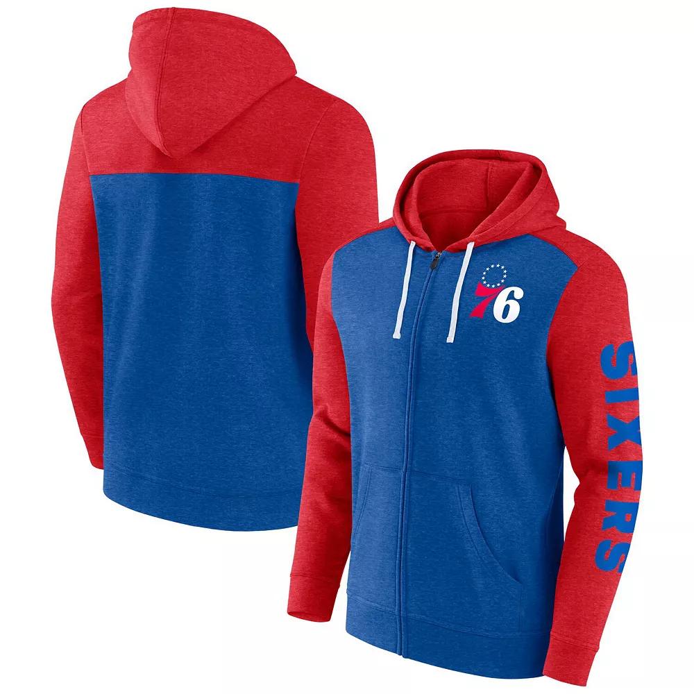 Men's Fanatics Branded Royal/Red Philadelphia 76ers Big & Tall Down and Distance Full-Zip Hoodie, Size: 3XB, 76r Blue Product Image