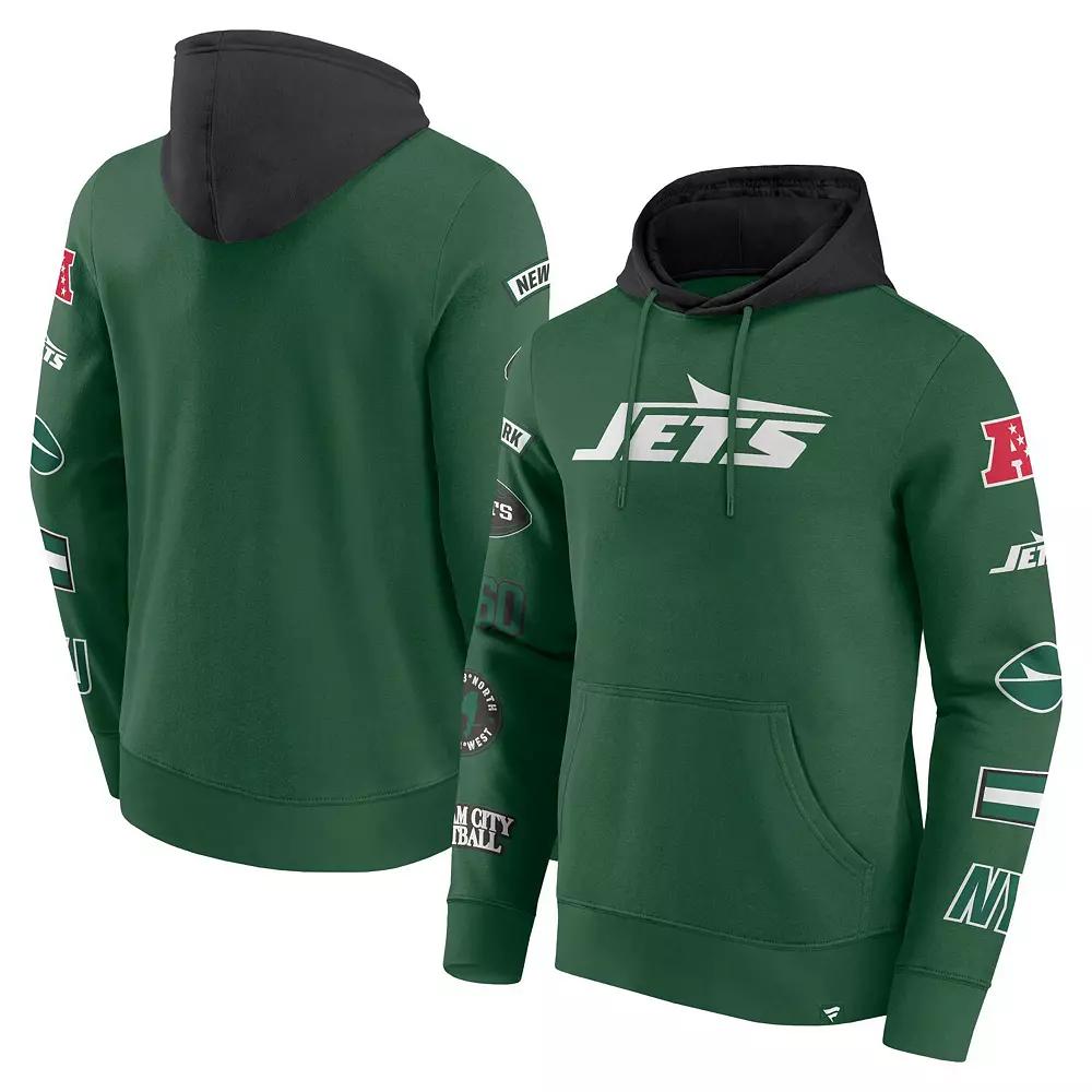 Men's Fanatics Green/Black New York Jets Patched Out Pullover Hoodie,  Product Image
