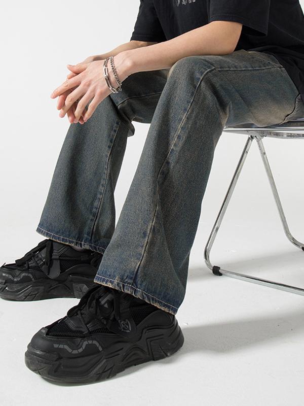 Retro Straight High Street Casual Loose Jeans Product Image