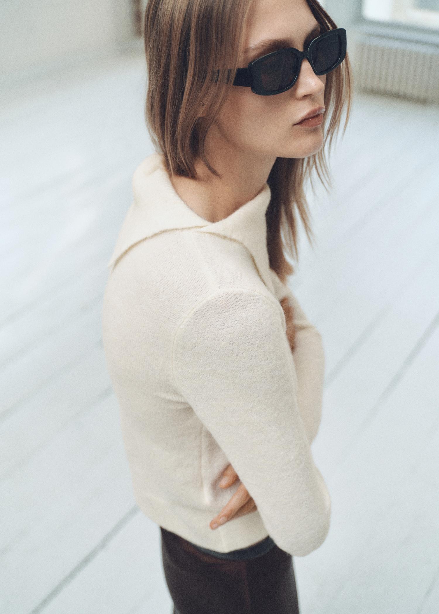 Sweater with wraparound lapel neck - Women | MANGO USA Product Image