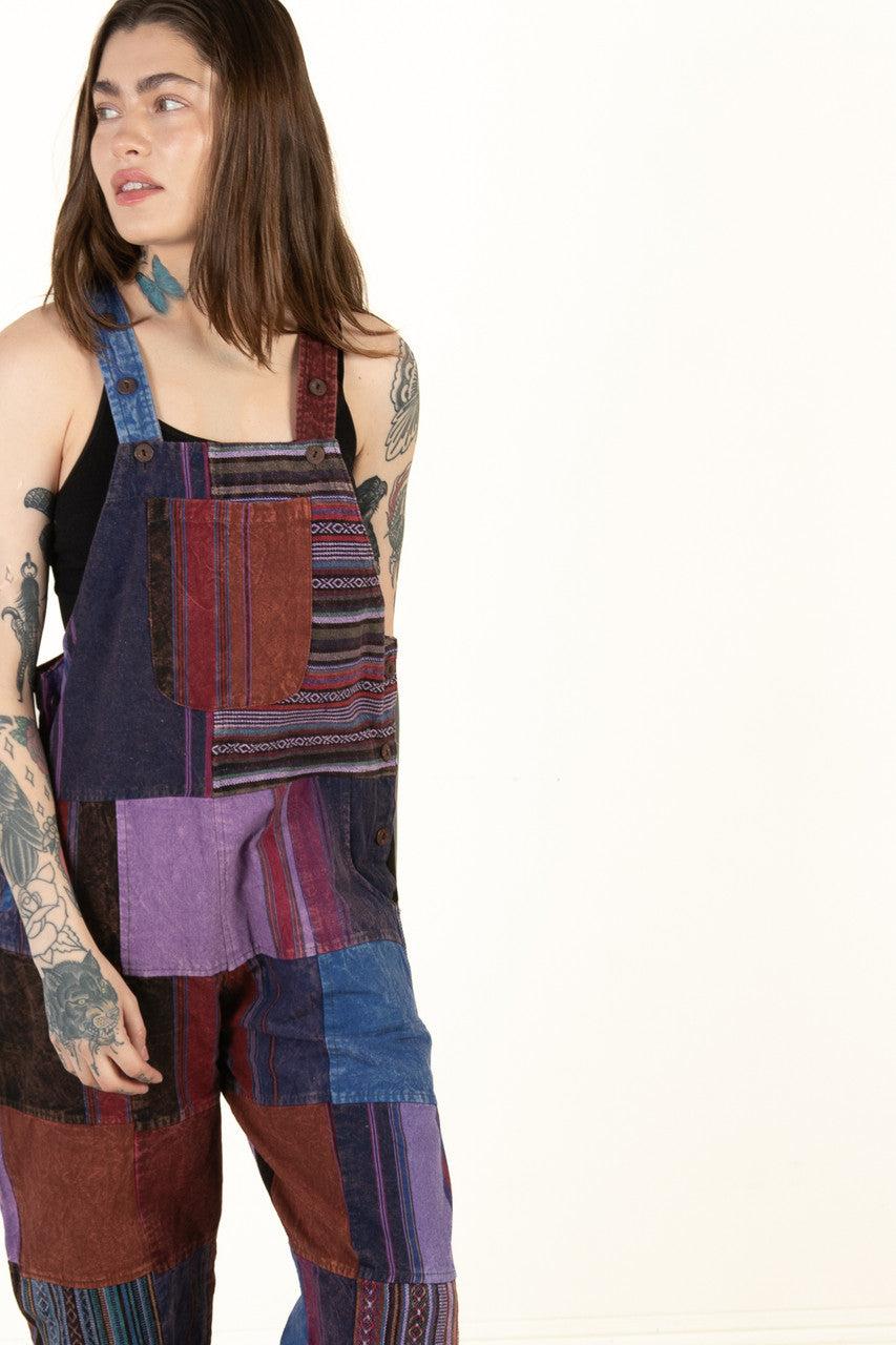 Violet Patchwork Overalls Product Image