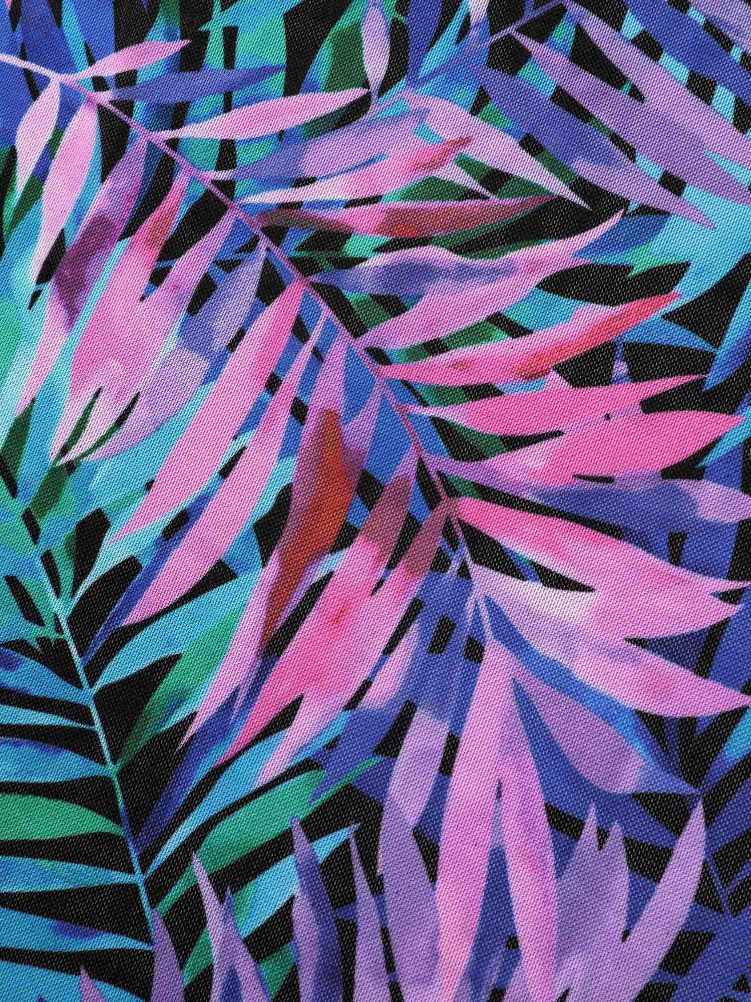 Tropical Print Crisscross Split Hem Swim Dress Female Product Image