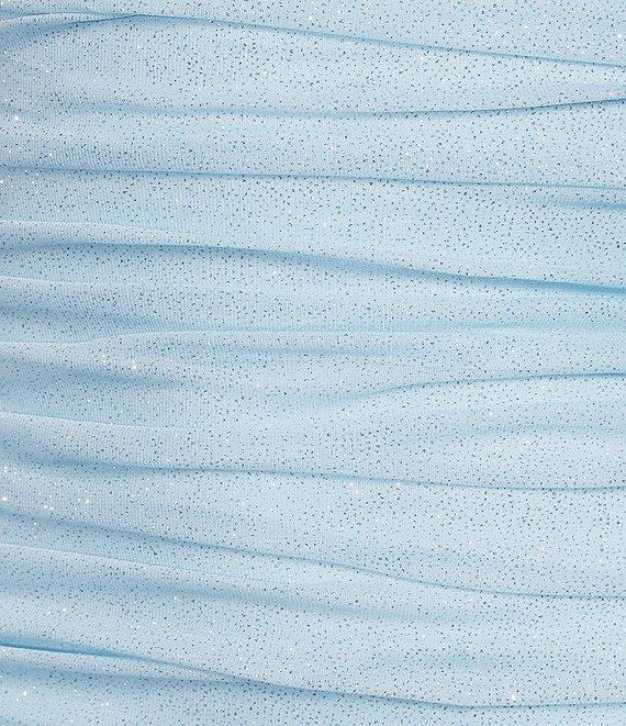 Jump Glitter Sleeveless Drape Cascade Ruffle Ruched Dress Product Image