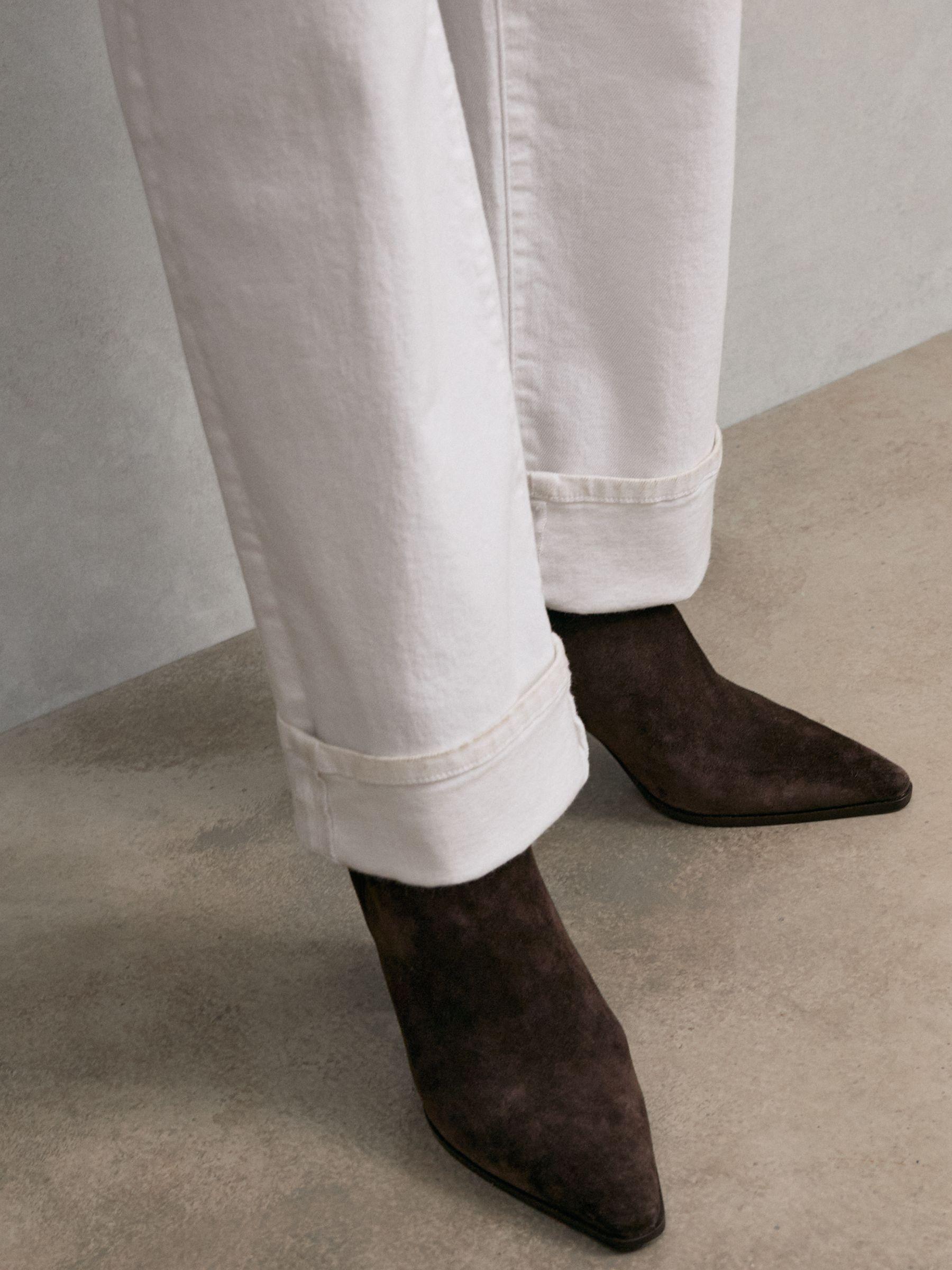 Suede Block-Heel Ankle Boots in Chocolate Product Image