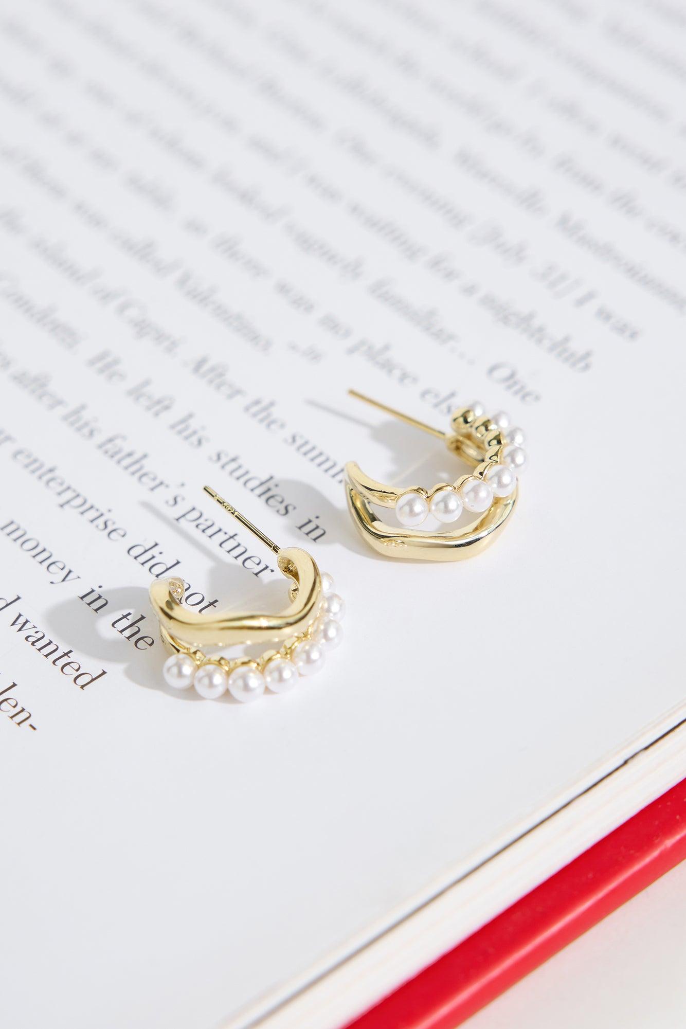 18k Gold Plated Frost Earrings Gold Product Image