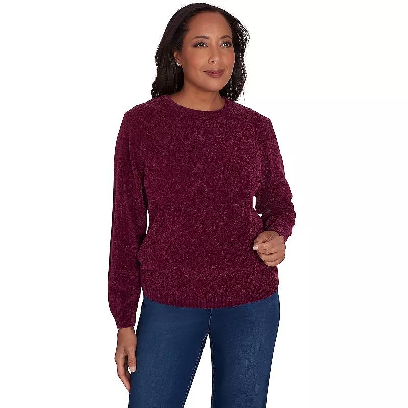 Women's Alfred Dunner Classic Chenille Pullover Sweater, Size: XL, Merlot Product Image