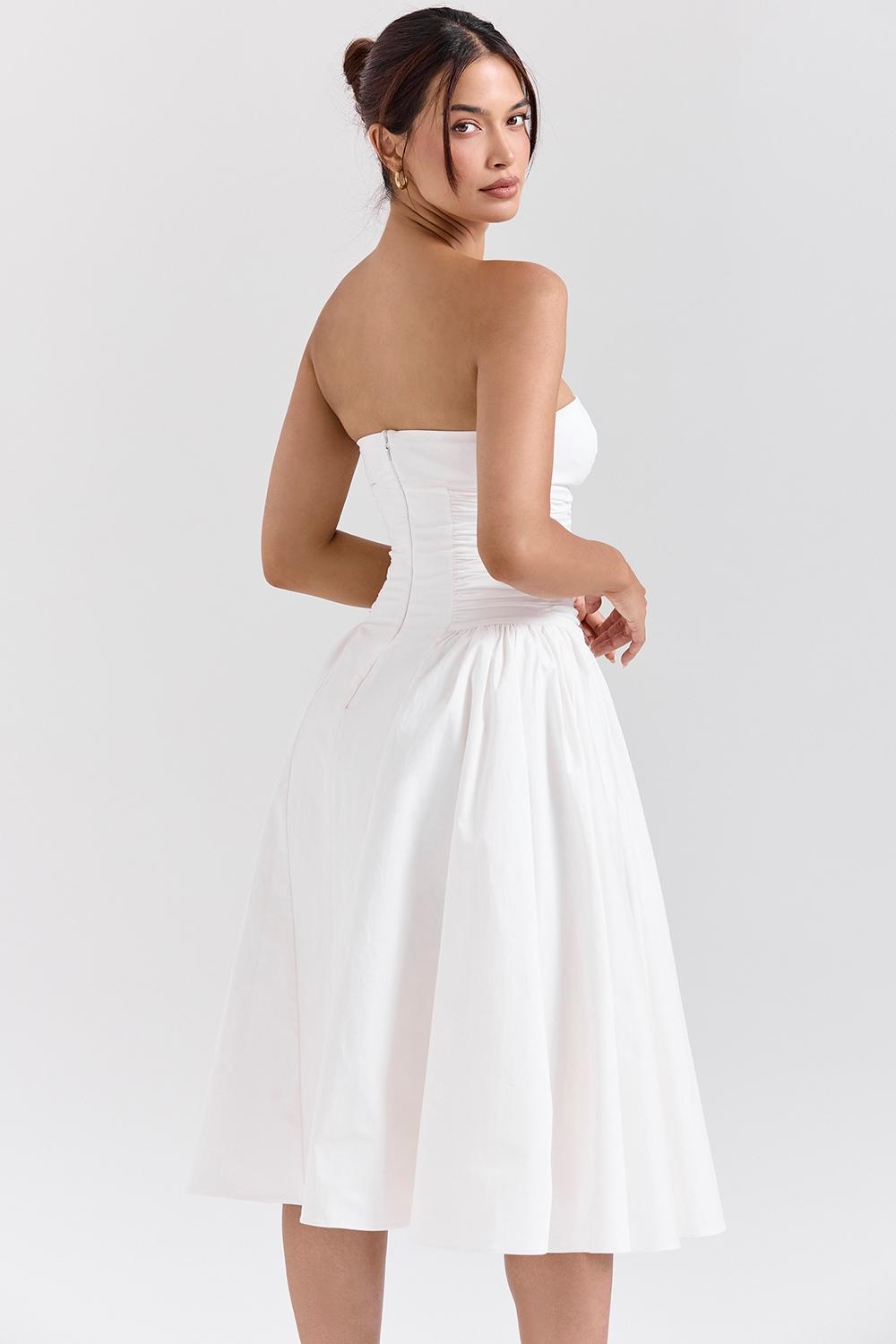 Georgiana  white cotton strapless midi sundress Product Image