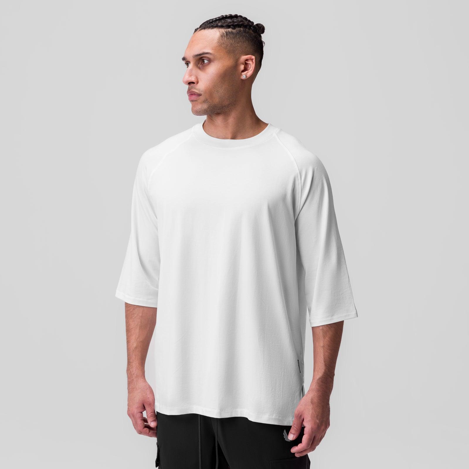 1086. Supima® 3/4-Sleeve Oversized Tee - White Product Image