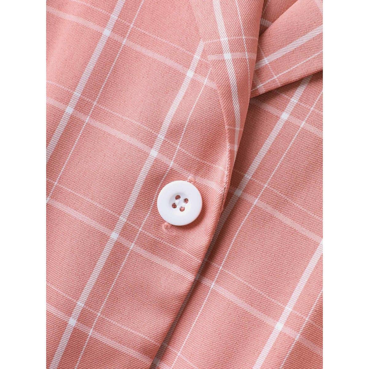 Plus Size Plaid Belted Pockets Shirt Dress Watermelon Women Suit Collar Sleeveless Curvy BloomChic 22-24/3X Product Image