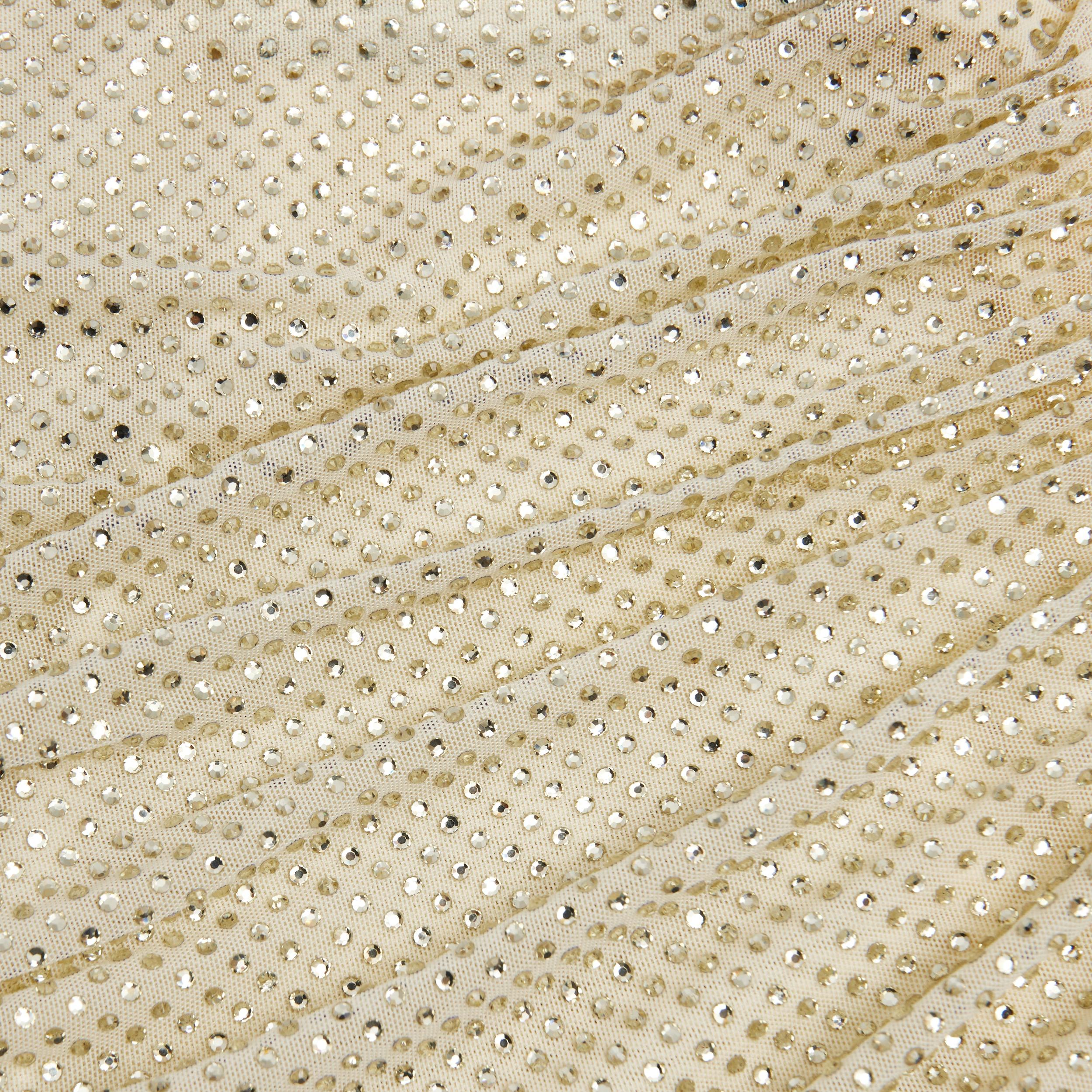 Yellow Rhinestone Gathered Midi Dress Product Image