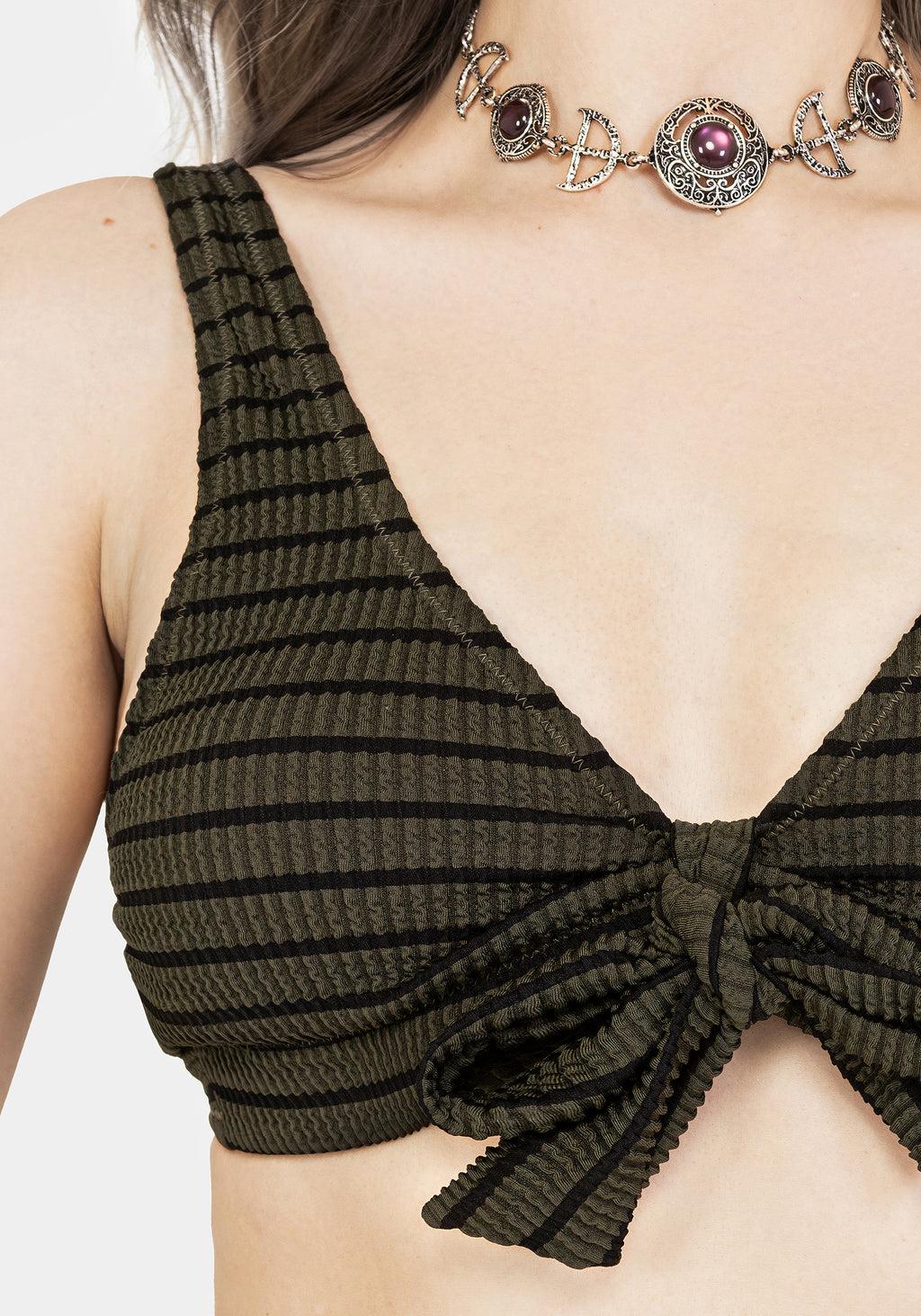 Mire Stripe Tie Detail Bikini Top Product Image
