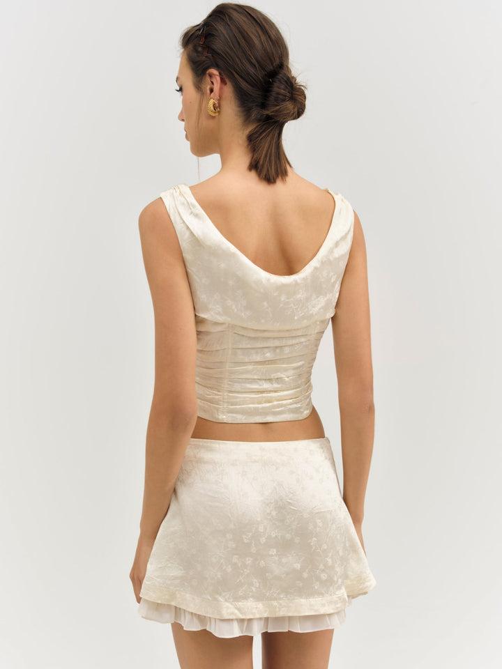 Carla Jacquard Mini Skirt — Cream Product Image