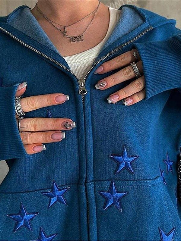 Men's Patch Star Zip Up Hoodie Product Image