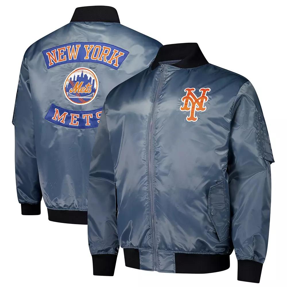 Men's Profile Charcoal New York Mets Big & Tall Full-Zip Bomber Jacket,  Product Image