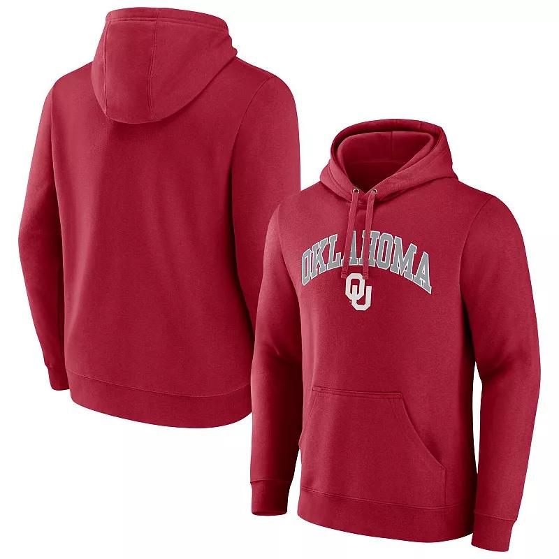 Men's Fanatics Crimson Oklahoma Sooners Arched Logo Pullover Hoodie, Size: 3XL, Red Product Image