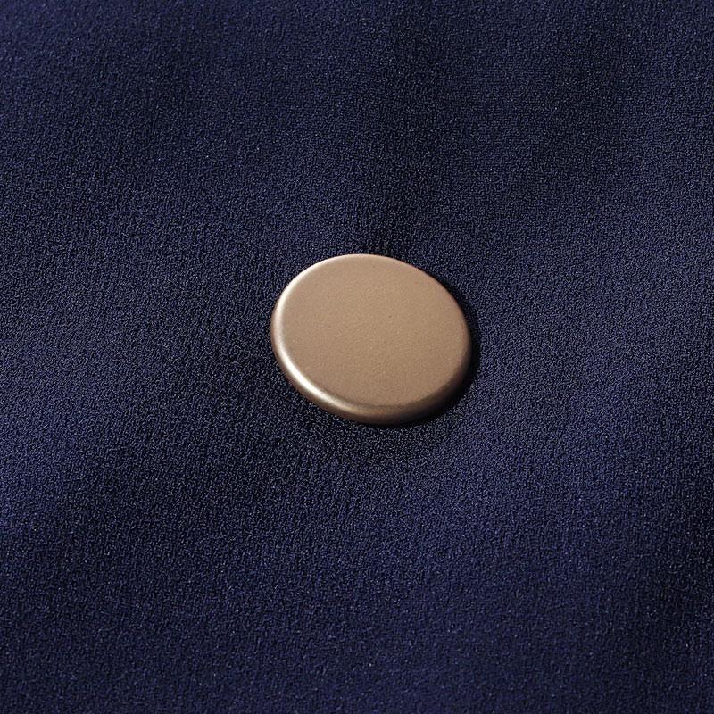 Triacetate Stand Collar Gathered Waist Midi Dress Product Image