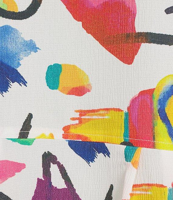 Ali Miles Woven Abstract Multi Wire Collar 3/4 Flounce Sleeve Button Front Jacket Product Image
