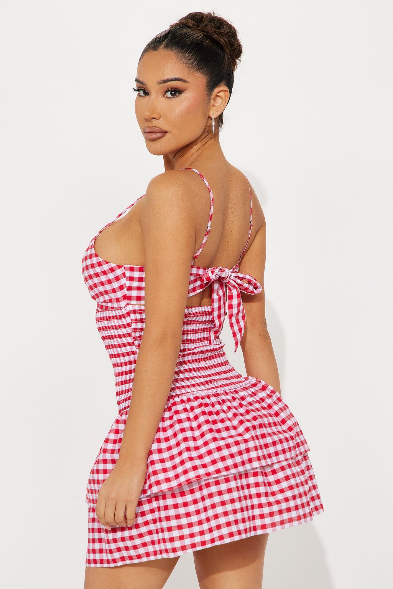 Picnic Date Gingham Mini Dress - Red Product Image