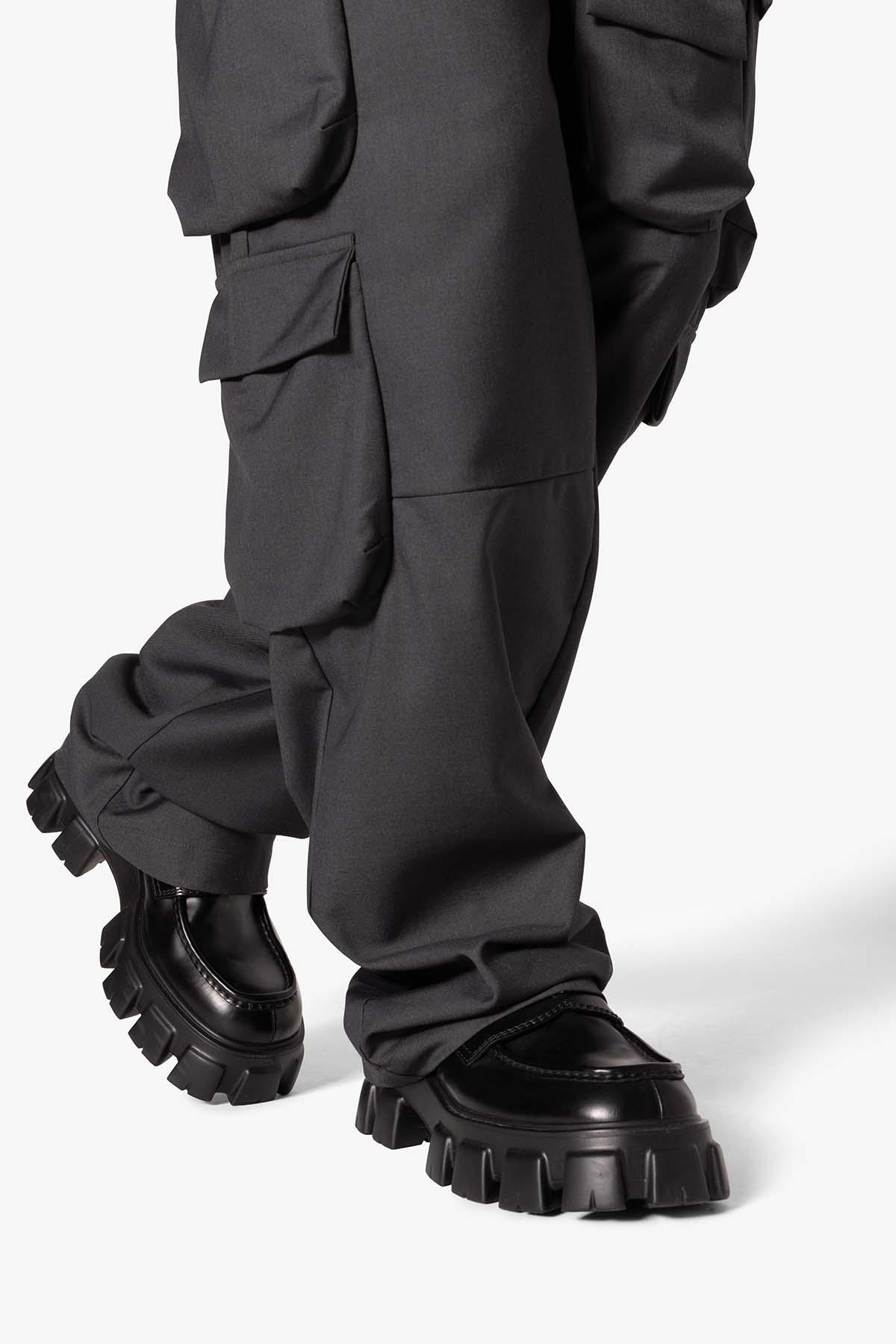 Bonded Gabardine Cargo Pants - Grey Product Image