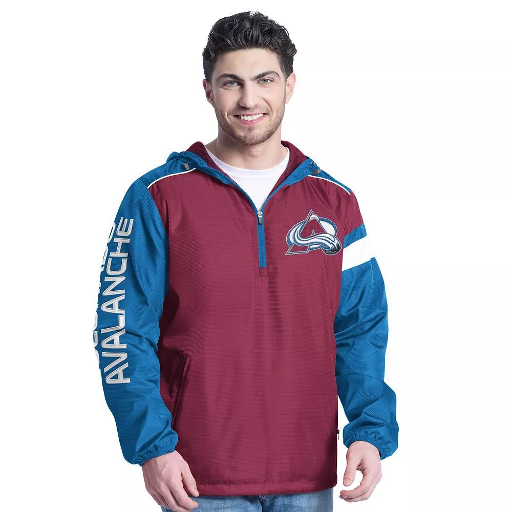 Men's G-III Sports by Carl Banks Burgundy/Navy Colorado Avalanche Lateral Half-Zip Hoodie Jacket, Size: Medium, Med Re Product Image